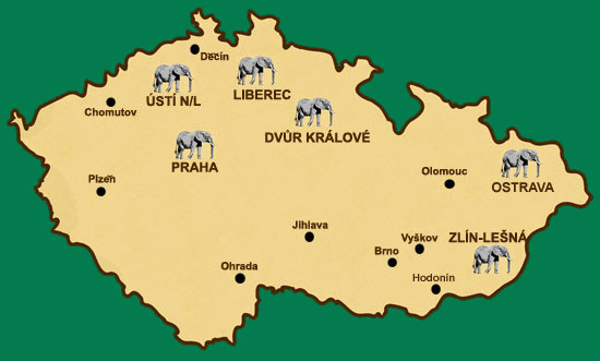 Mapa ZOO - Česko